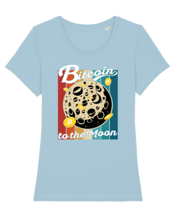 Bitcoin to the Moon Distressed | Retro Vintage Look Sky Blue