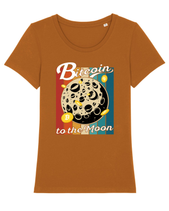 Bitcoin to the Moon Distressed | Retro Vintage Look Roasted Orange
