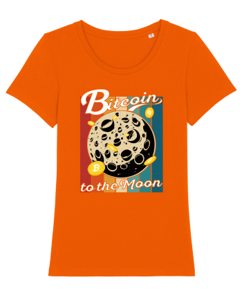 Bitcoin to the Moon Distressed | Retro Vintage Look Bright Orange