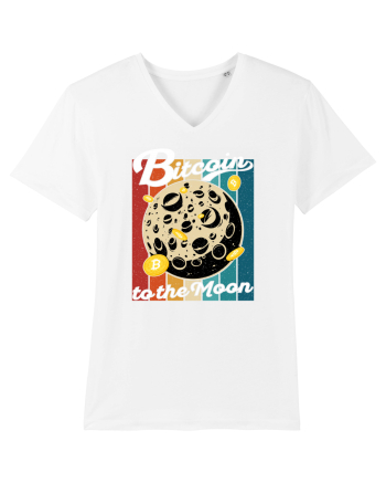 Bitcoin to the Moon Distressed | Retro Vintage Look White