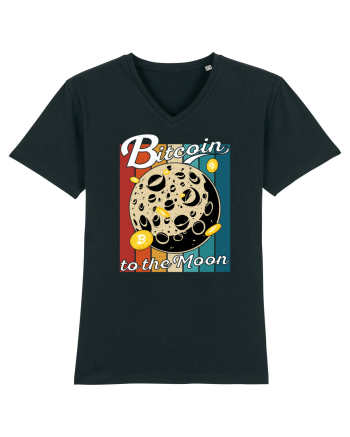 Bitcoin to the Moon Distressed | Retro Vintage Look Black