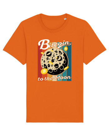 Bitcoin to the Moon Distressed | Retro Vintage Look Bright Orange