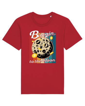 Bitcoin to the Moon Distressed | Retro Vintage Look Red
