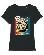 Bitcoin to the Moon | Bitcoin Moon Traveler | To the Moon Tricou mânecă scurtă guler larg fitted Damă Expresser