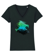 Sports Car Tricou mânecă scurtă guler V Damă Evoker