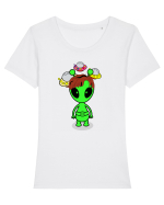 Kawaii Alien Tricou mânecă scurtă guler larg fitted Damă Expresser