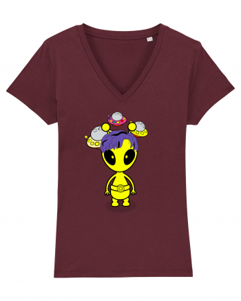 Kawaii Alien Burgundy