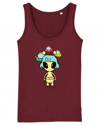 Kawaii Alien Burgundy