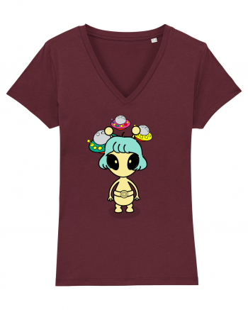 Kawaii Alien Burgundy