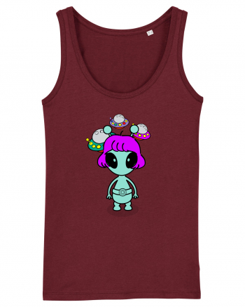 Kawaii Alien Burgundy