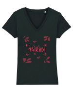 Nairobi ! Tricou mânecă scurtă guler V Damă Evoker
