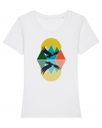 Abstract Mountains Tricou mânecă scurtă guler larg fitted Damă Expresser