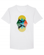 Abstract Mountains Tricou mânecă scurtă guler larg Bărbat Skater