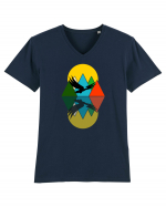 Abstract Mountains Tricou mânecă scurtă guler V Bărbat Presenter