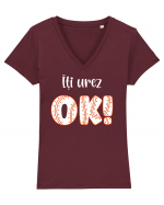 Îți urez OK! Tricou mânecă scurtă guler V Damă Evoker