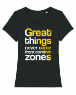 Great things never came from comfort zones Tricou mânecă scurtă guler larg fitted Damă Expresser