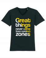 Great things never came from comfort zones Tricou mânecă scurtă guler V Bărbat Presenter