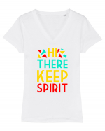 Hi There Keep Spirit Tricou mânecă scurtă guler V Damă Evoker