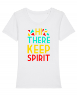 Hi There Keep Spirit Tricou mânecă scurtă guler larg fitted Damă Expresser