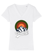 Vintage Mountain Tricou mânecă scurtă guler V Damă Evoker