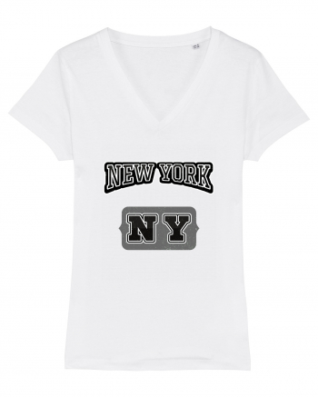 Retro Vintage New York College Jersey White