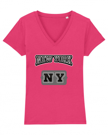 Retro Vintage New York College Jersey Raspberry