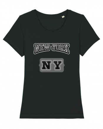 Retro Vintage New York College Jersey Black