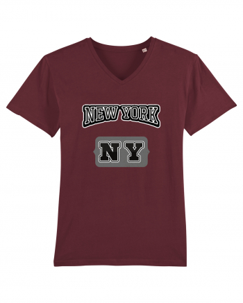 Retro Vintage New York College Jersey Burgundy