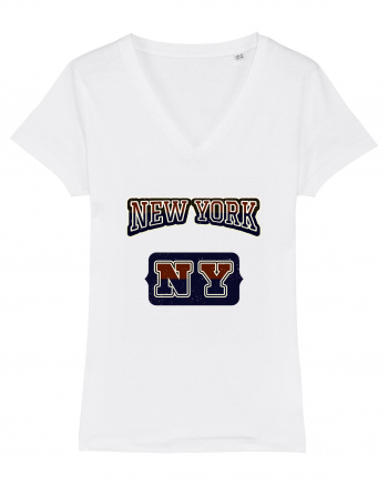 Retro Vintage New York College Jersey White