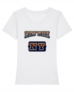 Retro Vintage New York College Jersey Tricou mânecă scurtă guler larg fitted Damă Expresser