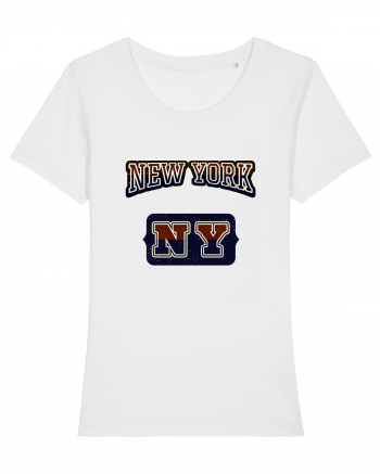 Retro Vintage New York College Jersey White