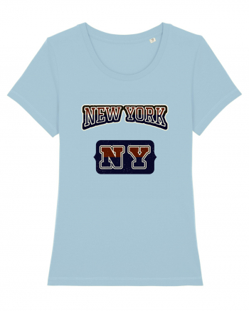 Retro Vintage New York College Jersey Sky Blue