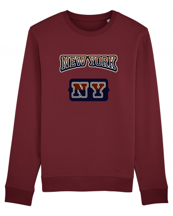 Retro Vintage New York College Jersey Burgundy