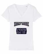 Retro Vintage New York College Jersey Tricou mânecă scurtă guler V Damă Evoker