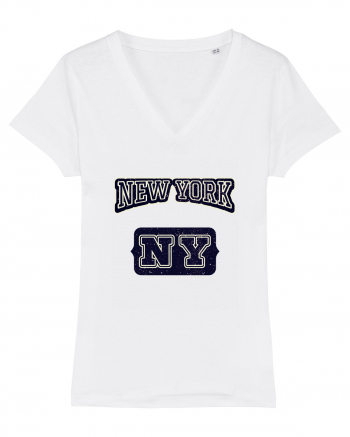 Retro Vintage New York College Jersey White