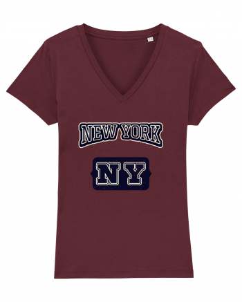 Retro Vintage New York College Jersey Burgundy