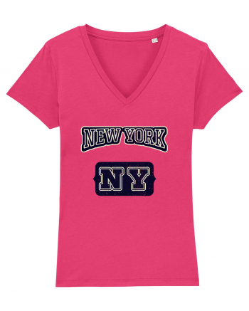 Retro Vintage New York College Jersey Raspberry