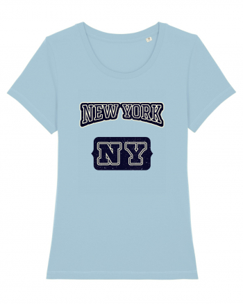 Retro Vintage New York College Jersey Sky Blue