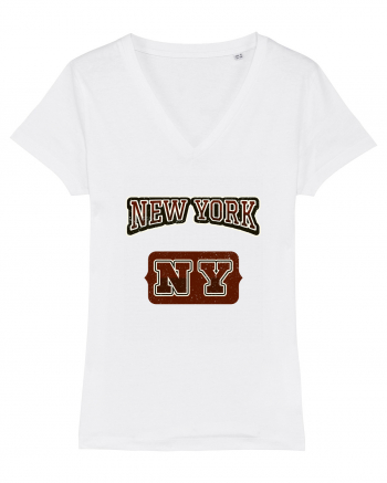 Retro Vintage New York College Jersey White