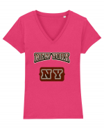 Retro Vintage New York College Jersey Tricou mânecă scurtă guler V Damă Evoker