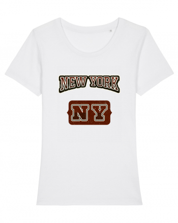 Retro Vintage New York College Jersey White