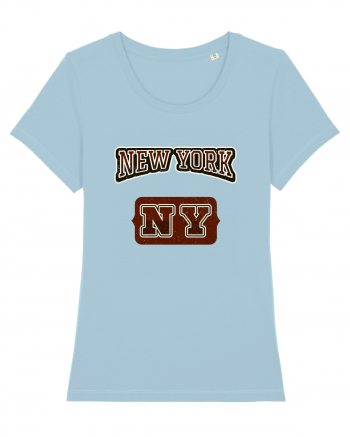 Retro Vintage New York College Jersey Sky Blue