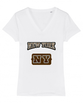 Retro Vintage New York College Jersey White