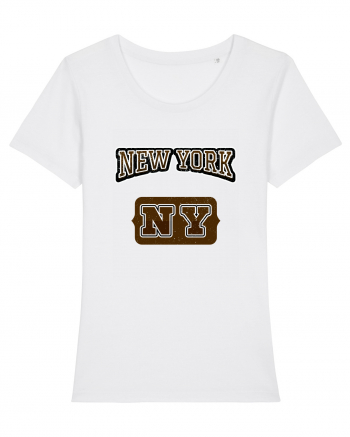 Retro Vintage New York College Jersey White