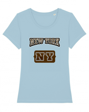 Retro Vintage New York College Jersey Sky Blue