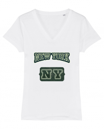 Retro Vintage New York College Jersey White