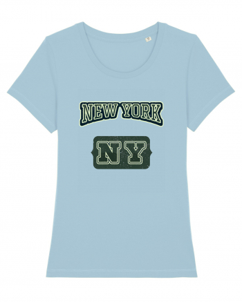 Retro Vintage New York College Jersey Sky Blue