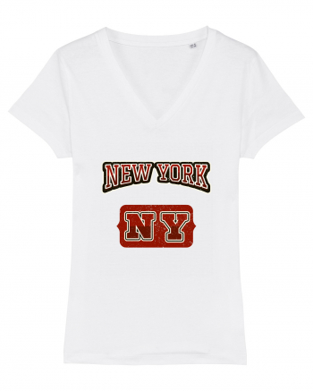 Retro Vintage New York College Jersey White