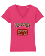 Retro Vintage New York College Jersey Tricou mânecă scurtă guler V Damă Evoker