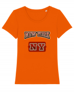 Retro Vintage New York College Jersey Tricou mânecă scurtă guler larg fitted Damă Expresser